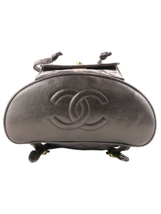 Chanel Vintage Quilted Lambskin Chain Shoulder Turnlock Backpack Black Pre Owned main image 9